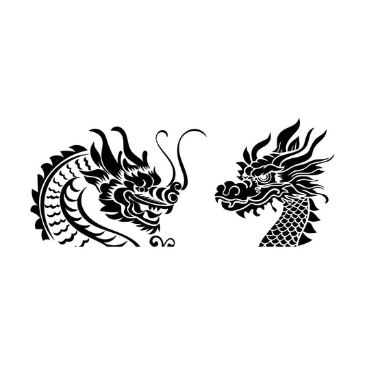 Mural And Wall Vinyl Decal Tattoo Chinese Dragon Oriental Tribal Mythology Wall Beautification