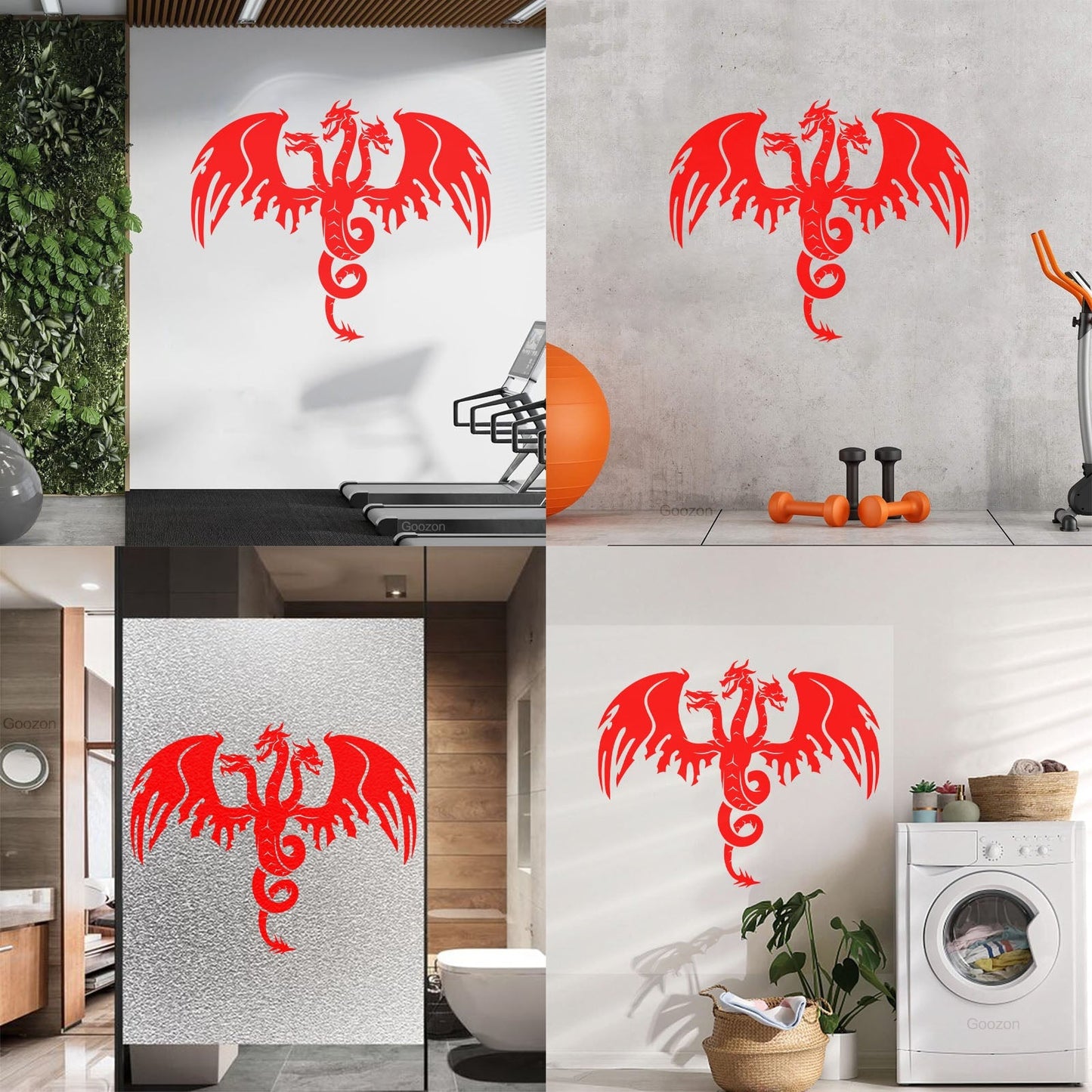 Wall Stickers Paster Paper Three Headed Dragon Tattoo Mythology Car Body Decoration