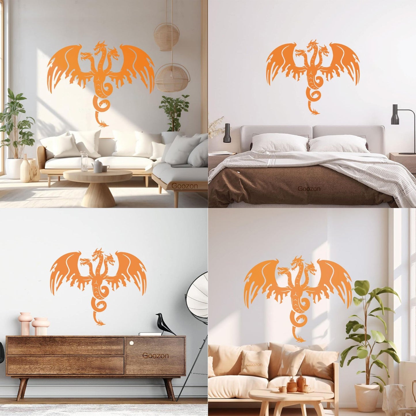 Wall Stickers Paster Paper Three Headed Dragon Tattoo Mythology Car Body Decoration