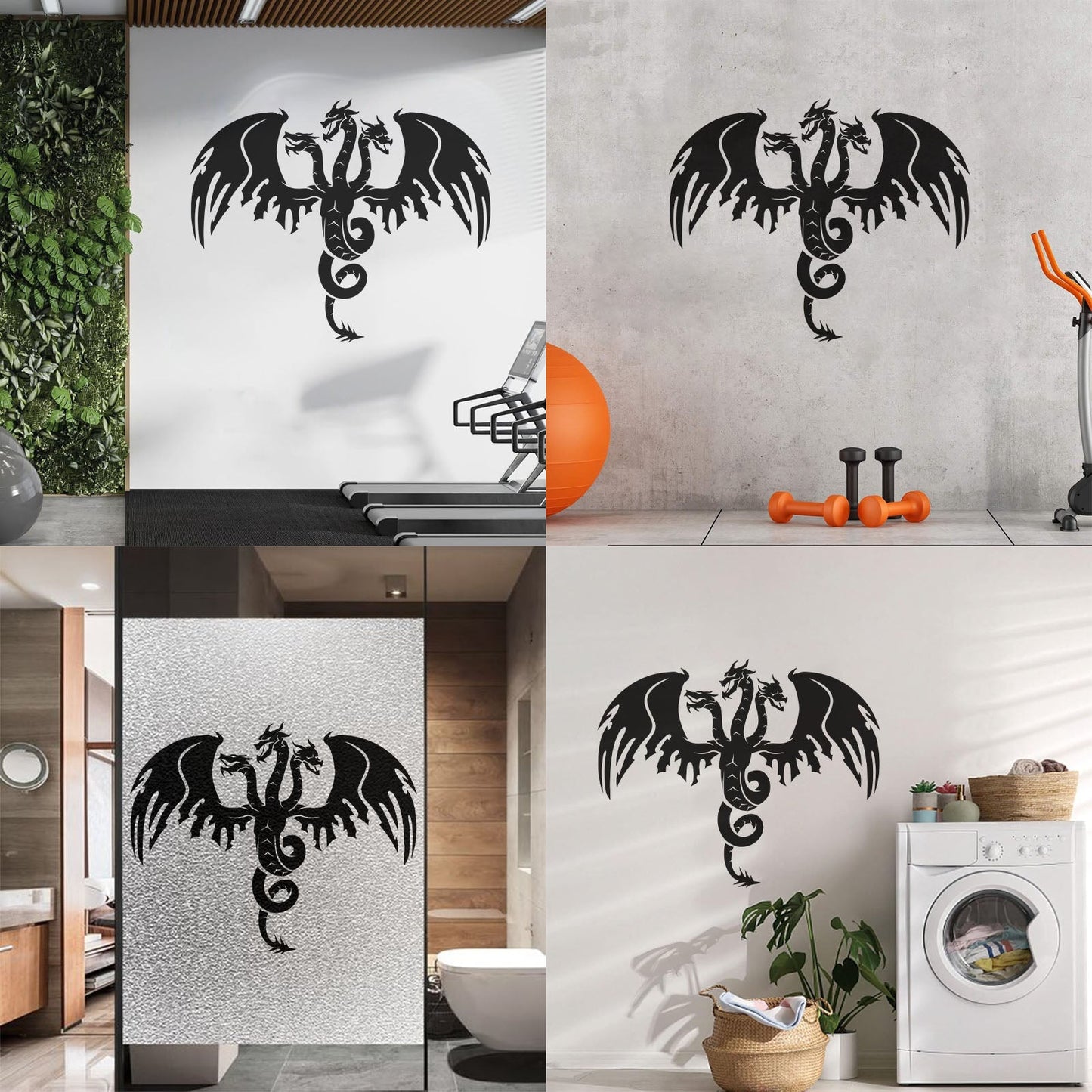Wall Stickers Paster Paper Three Headed Dragon Tattoo Mythology Car Body Decoration