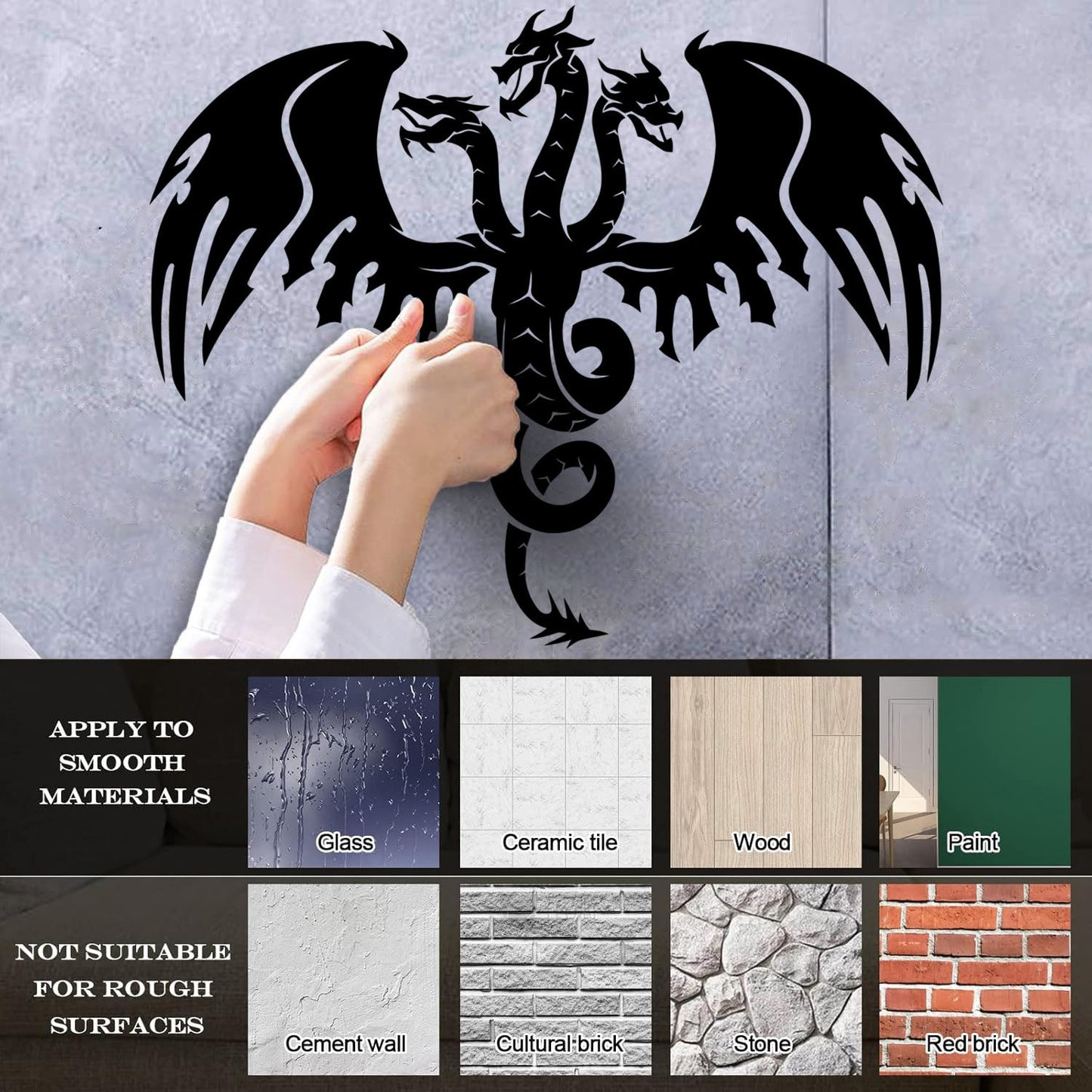 Wall Stickers Paster Paper Three Headed Dragon Tattoo Mythology Car Body Decoration