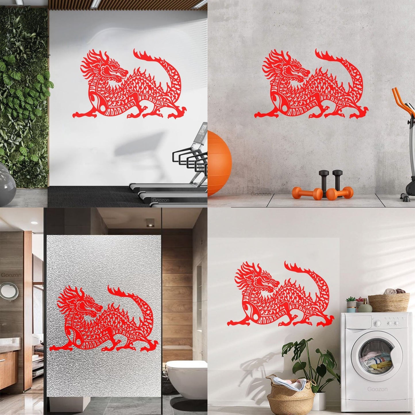 Yin Yang Buddhism Chinese Dragon Asian Style Vinyl Art Sticker Removable Without Leaving Glue