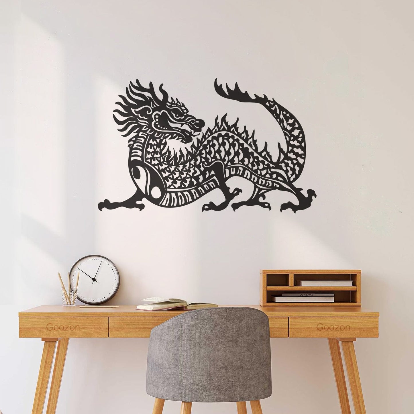 Yin Yang Buddhism Chinese Dragon Asian Style Vinyl Art Sticker Removable Without Leaving Glue