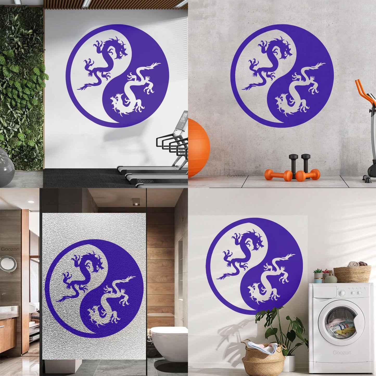 Vinyl Wall Decals Yin Yang Dragons And White Waterproof