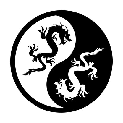 Vinyl Wall Decals Yin Yang Dragons And White Waterproof