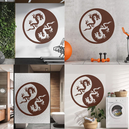 Vinyl Wall Decals Yin Yang Dragons And White Waterproof
