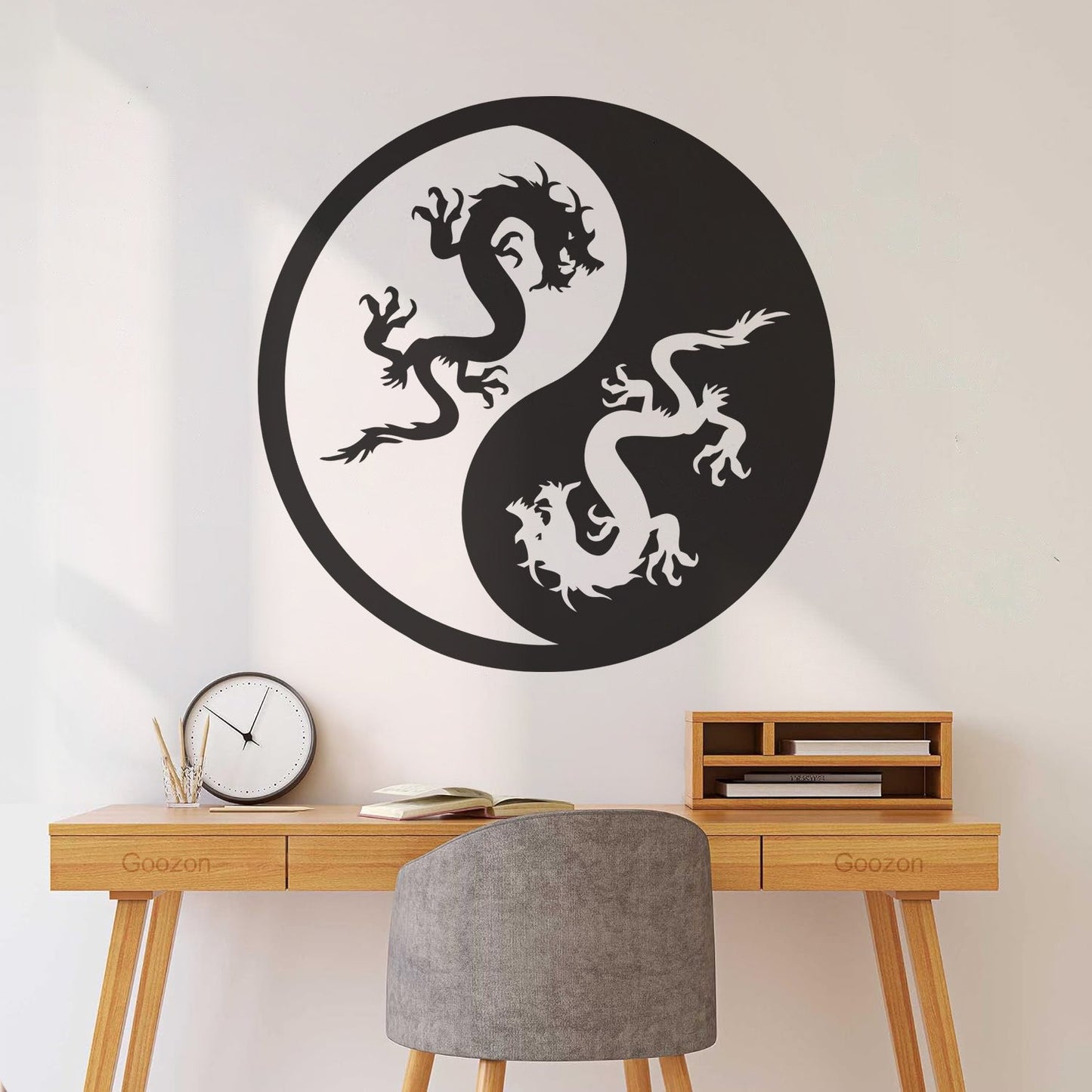 Vinyl Wall Decals Yin Yang Dragons And White Waterproof