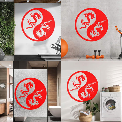 Vinyl Wall Decals Yin Yang Dragons And White Waterproof