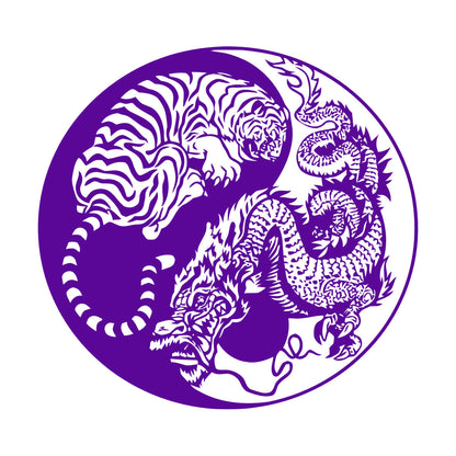 Wall Vinyl Sticker Decor Yin And Yang Dragon And Tiger Fighting Predators Meditation Art Decoration