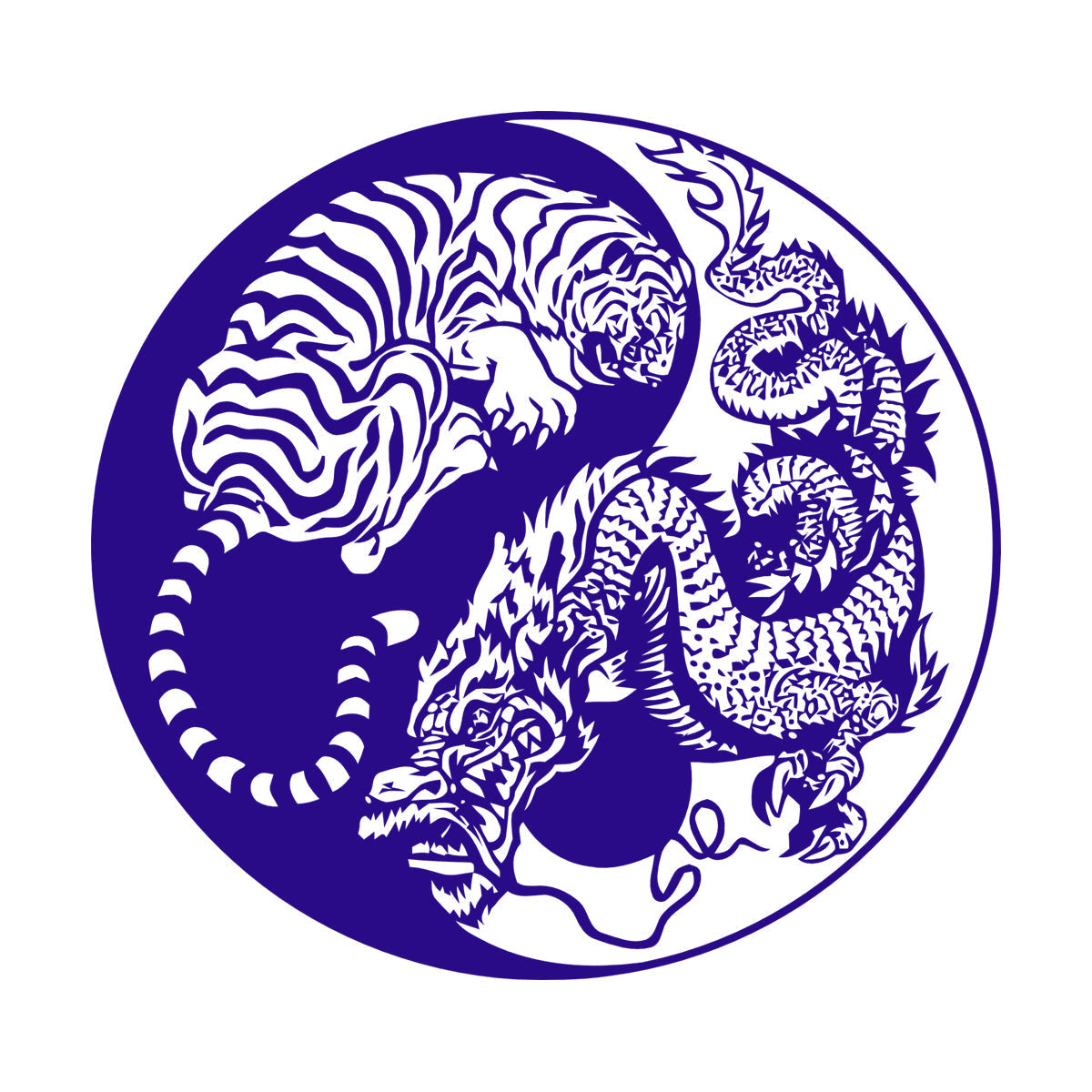 Wall Vinyl Sticker Decor Yin And Yang Dragon And Tiger Fighting Predators Meditation Art Decoration