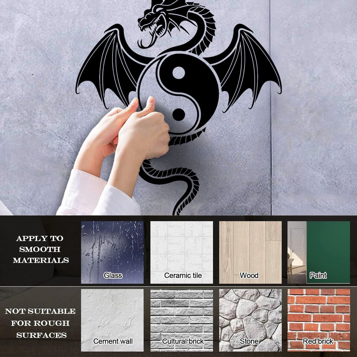 Wall Stickers Dragon Ying Yang Chinese Oriental Home Car Body Decoration