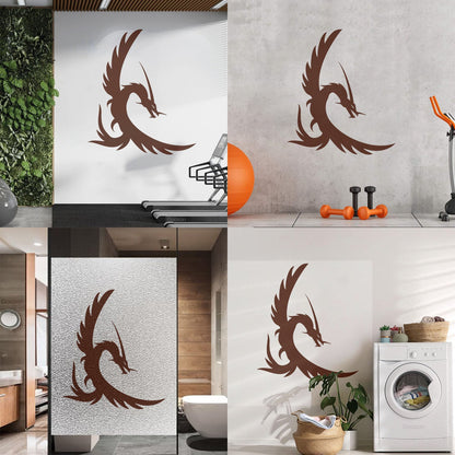 Fine Carving Decals Fire Flying Fairy Dragon Tattoo Style Window Decals