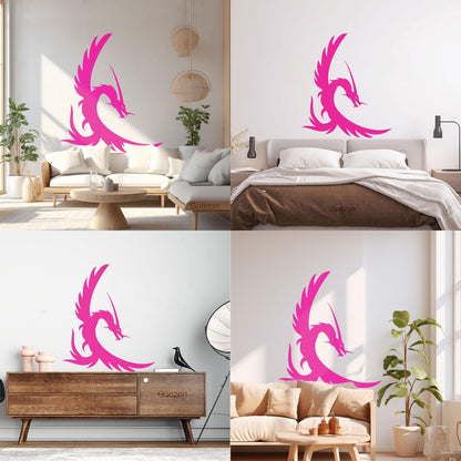 Fine Carving Decals Fire Flying Fairy Dragon Tattoo Style Window Decals