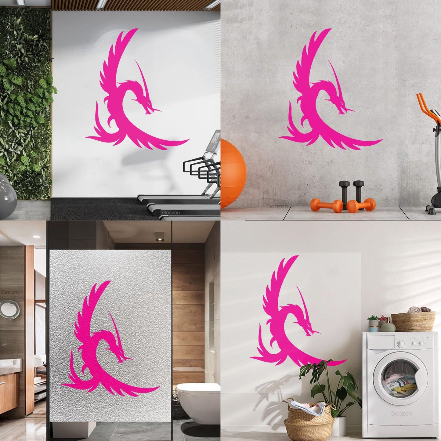 Fine Carving Decals Fire Flying Fairy Dragon Tattoo Style Window Decals