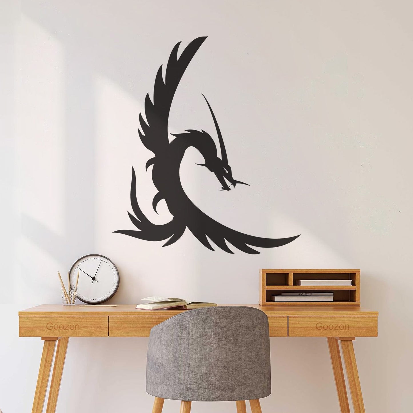 Fine Carving Decals Fire Flying Fairy Dragon Tattoo Style Window Decals