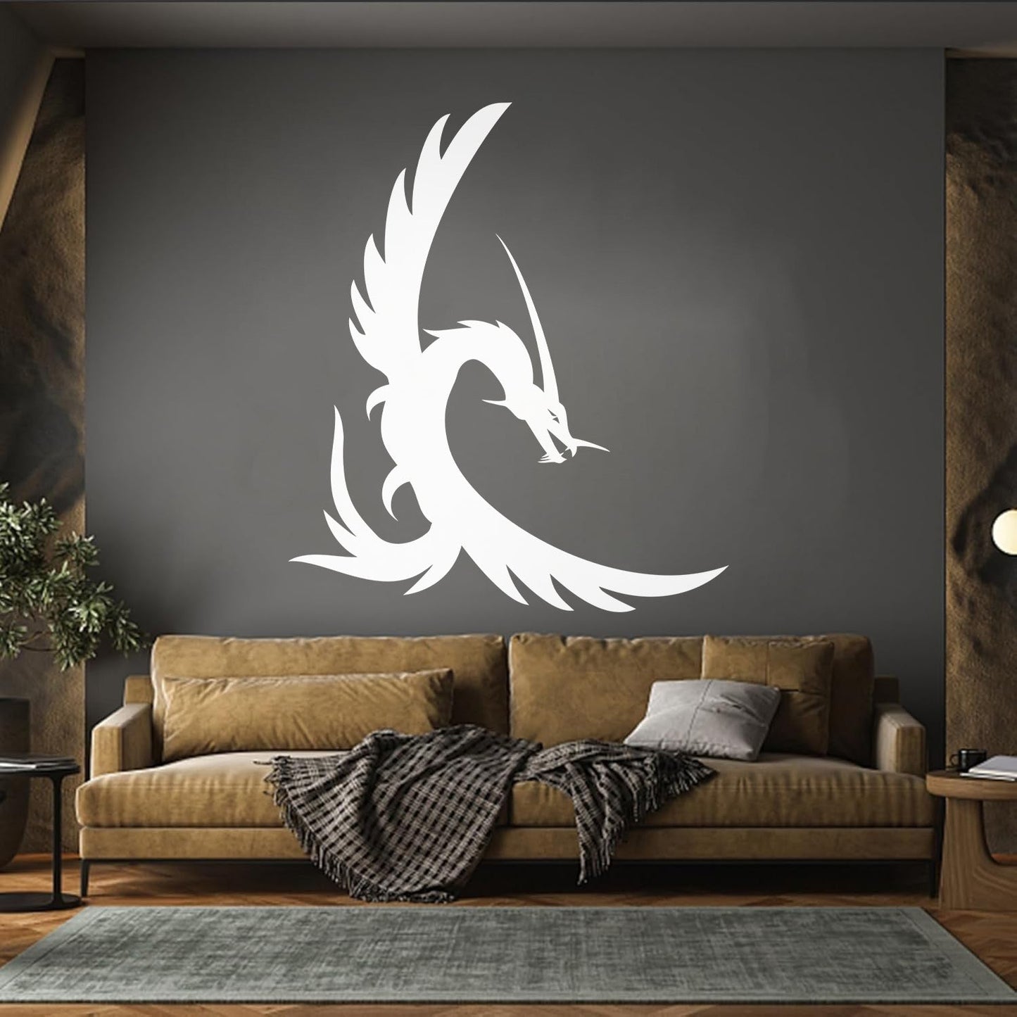 Fine Carving Decals Fire Flying Fairy Dragon Tattoo Style Window Decals