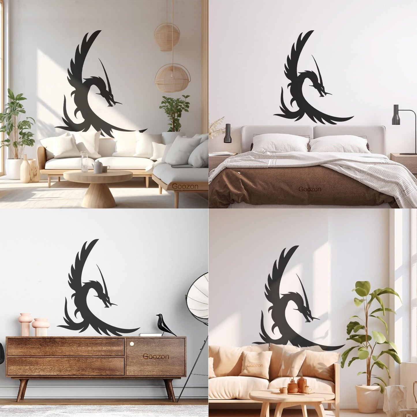 Fine Carving Decals Fire Flying Fairy Dragon Tattoo Style Window Decals