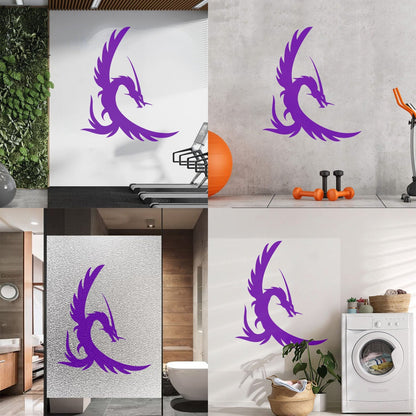Fine Carving Decals Fire Flying Fairy Dragon Tattoo Style Window Decals