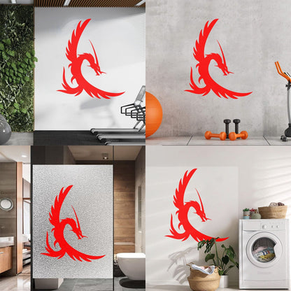 Fine Carving Decals Fire Flying Fairy Dragon Tattoo Style Window Decals