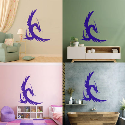 Fine Carving Decals Fire Flying Fairy Dragon Tattoo Style Window Decals