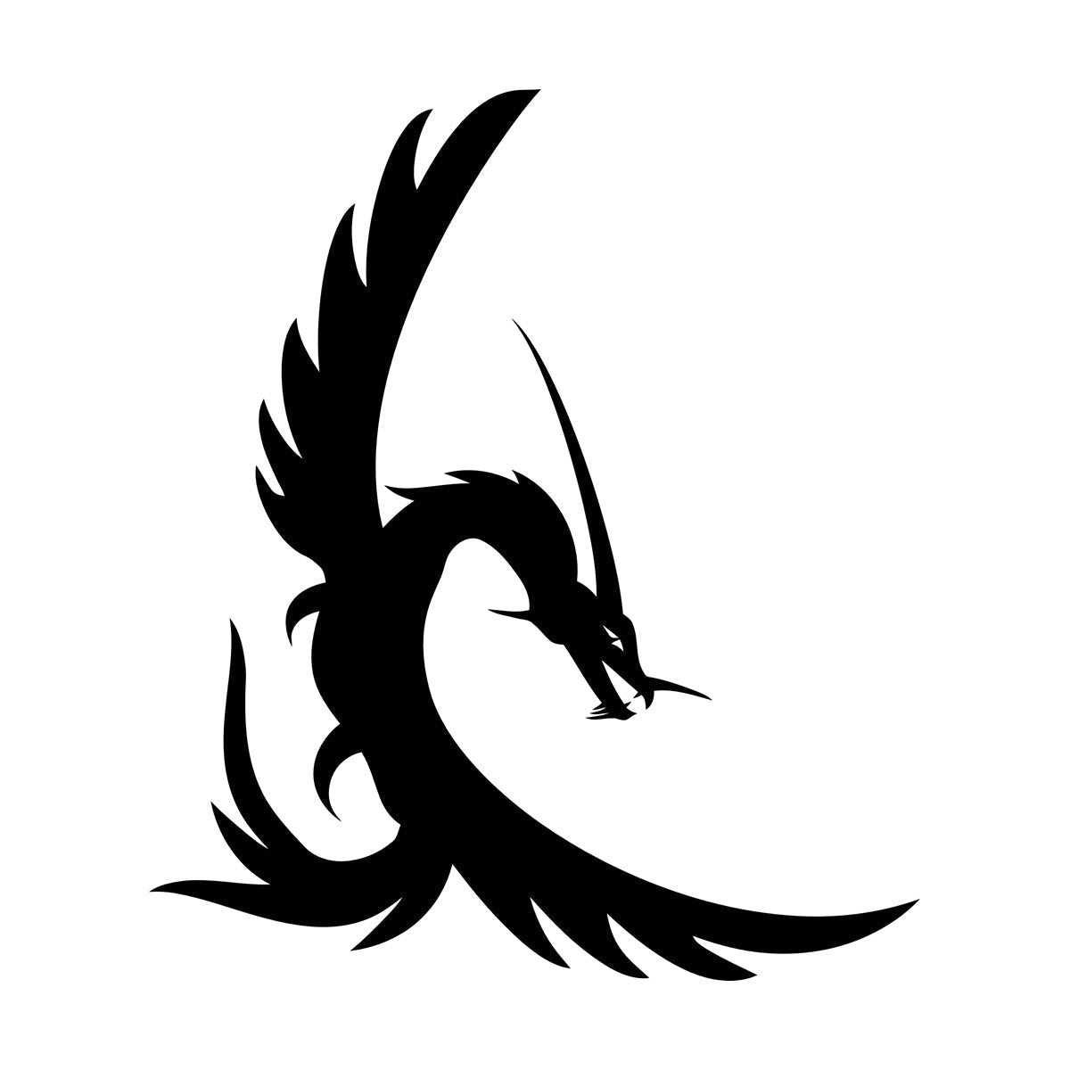 Fine Carving Decals Fire Flying Fairy Dragon Tattoo Style Window Decals
