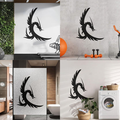 Fine Carving Decals Fire Flying Fairy Dragon Tattoo Style Window Decals