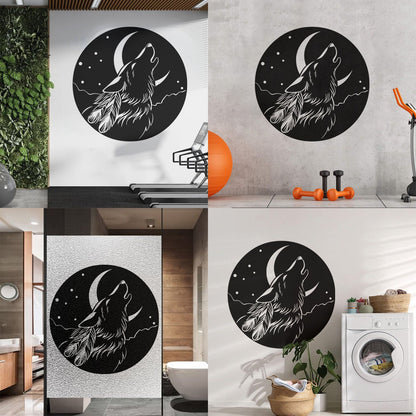 Vinyl Wall Stickers Abstract Moon Howling Wolf Head Feathers Multi Color Selection