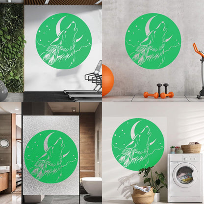 Vinyl Wall Stickers Abstract Moon Howling Wolf Head Feathers Multi Color Selection
