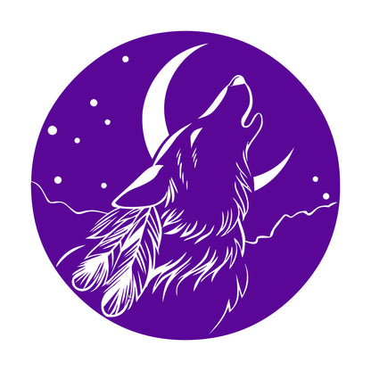 Vinyl Wall Stickers Abstract Moon Howling Wolf Head Feathers Multi Color Selection