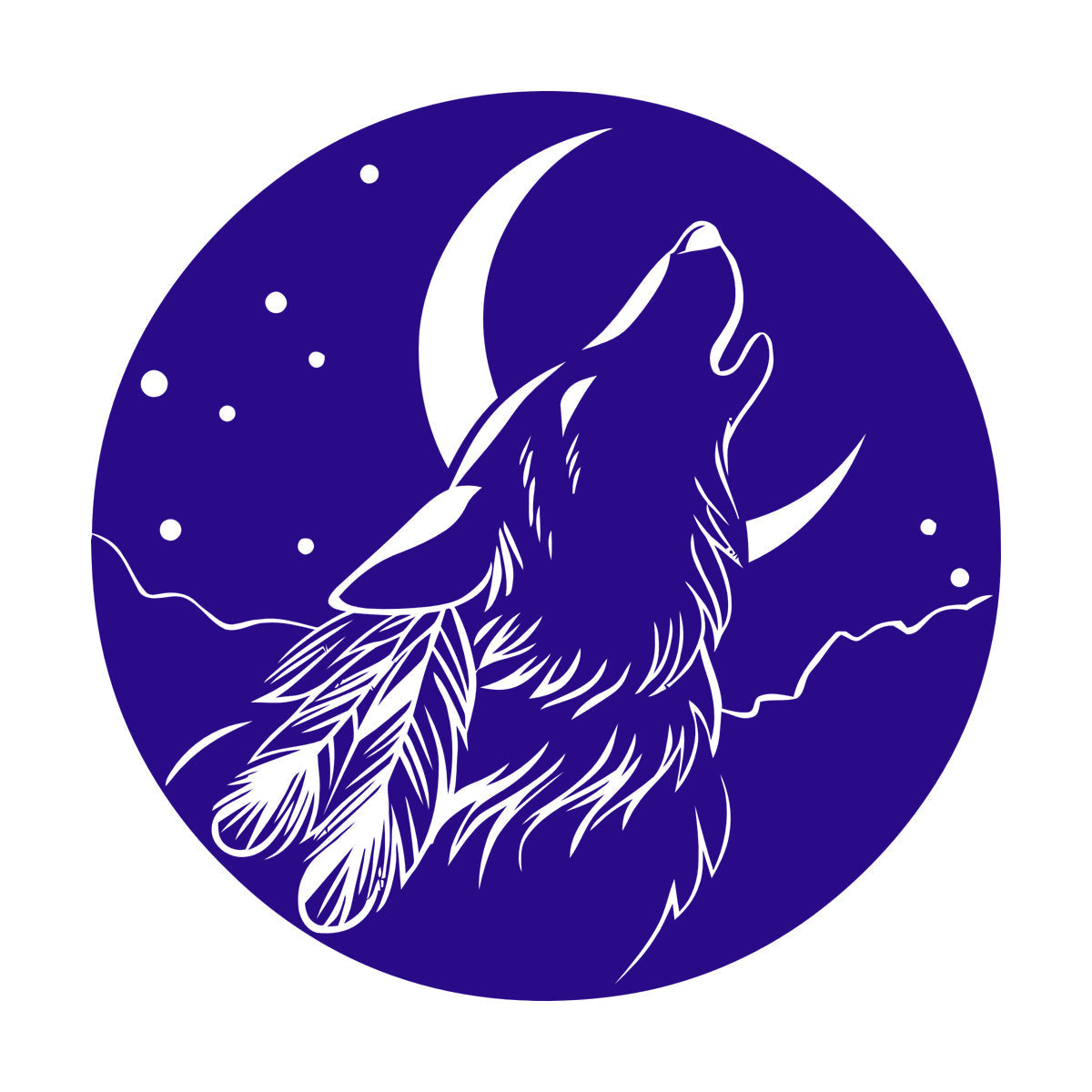 Vinyl Wall Stickers Abstract Moon Howling Wolf Head Feathers Multi Color Selection