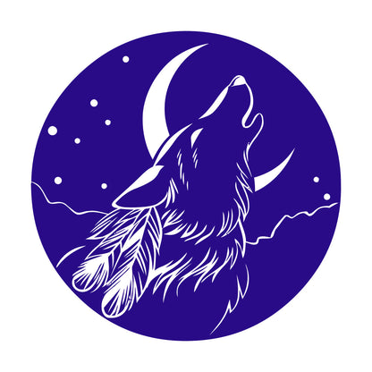 Vinyl Wall Stickers Abstract Moon Howling Wolf Head Feathers Multi Color Selection