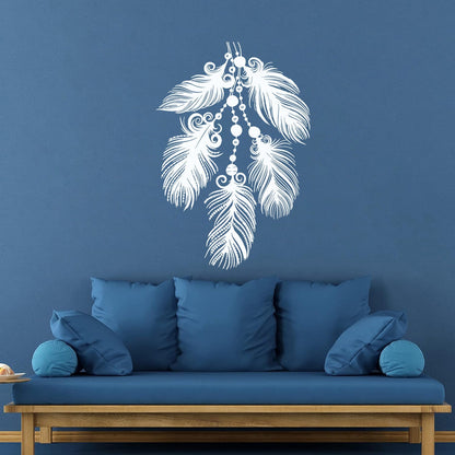 Mural And Wall Vinyl Decal Art Beautiful Feathers Ethnic Style Multiple Size Options