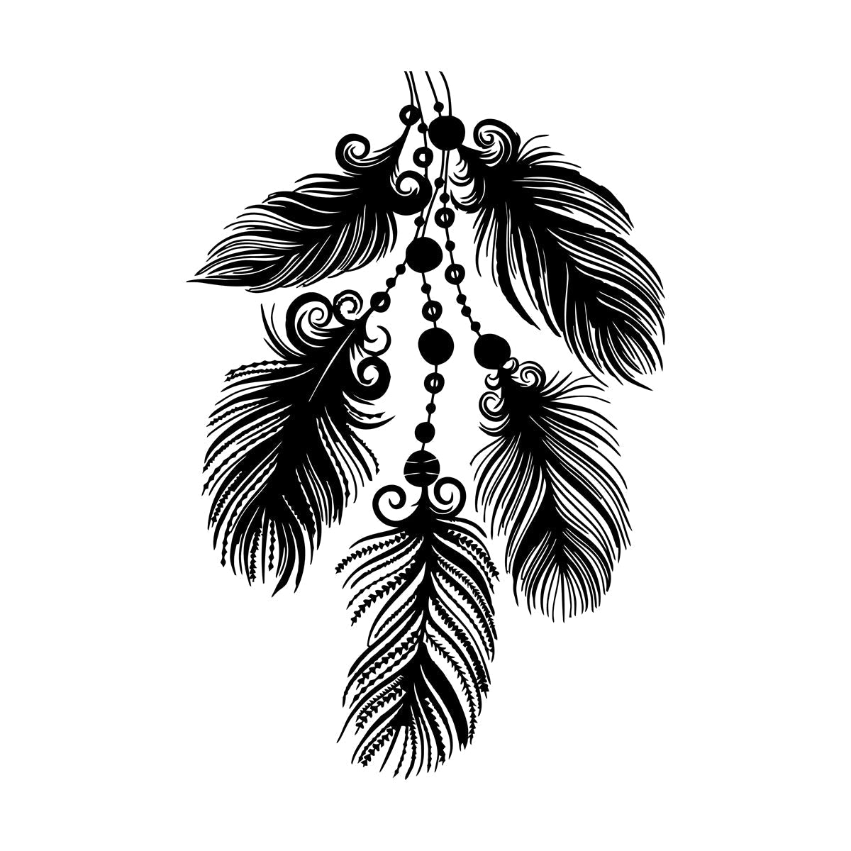 Mural And Wall Vinyl Decal Art Beautiful Feathers Ethnic Style Multiple Size Options