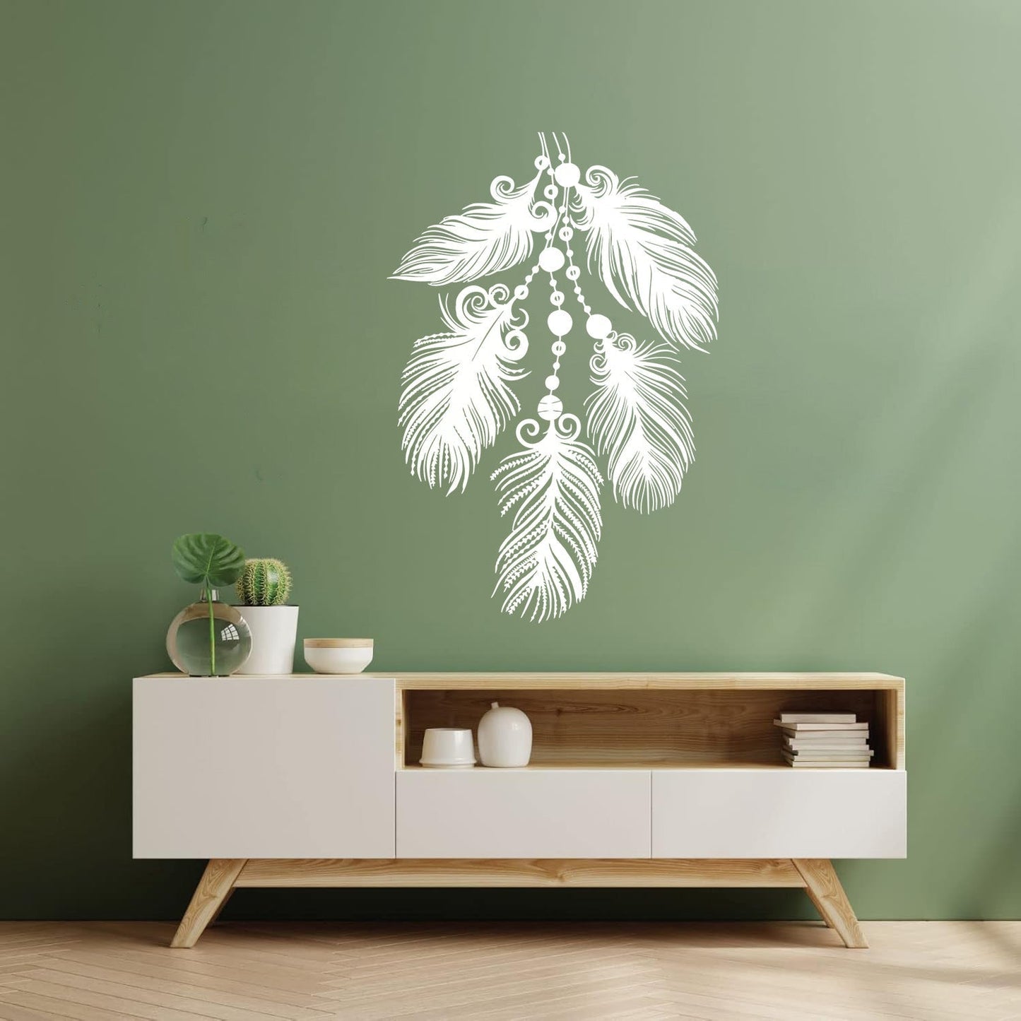 Mural And Wall Vinyl Decal Art Beautiful Feathers Ethnic Style Multiple Size Options