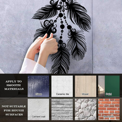 Mural And Wall Vinyl Decal Art Beautiful Feathers Ethnic Style Multiple Size Options