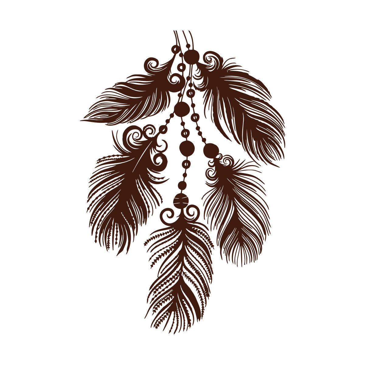 Mural And Wall Vinyl Decal Art Beautiful Feathers Ethnic Style Multiple Size Options