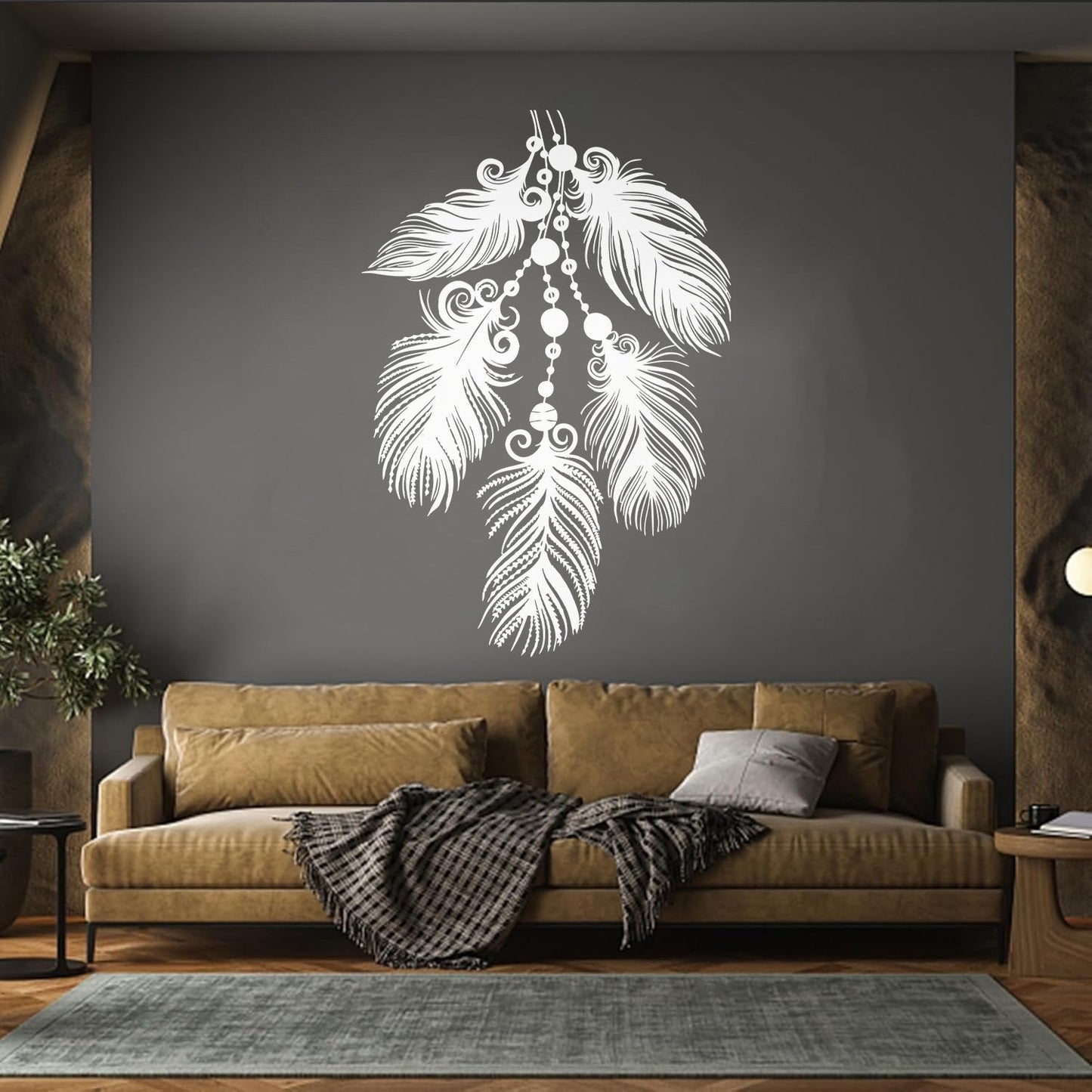 Mural And Wall Vinyl Decal Art Beautiful Feathers Ethnic Style Multiple Size Options