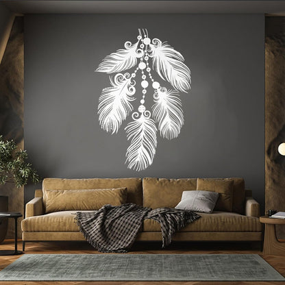 Mural And Wall Vinyl Decal Art Beautiful Feathers Ethnic Style Multiple Size Options