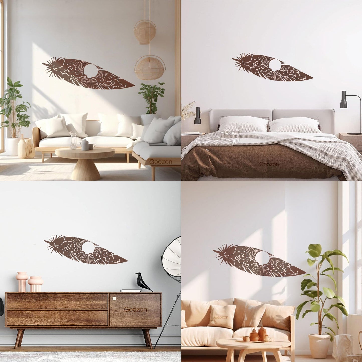 Bird Feather Sun Sky Landscape Ation Lettering Decals Window Decals