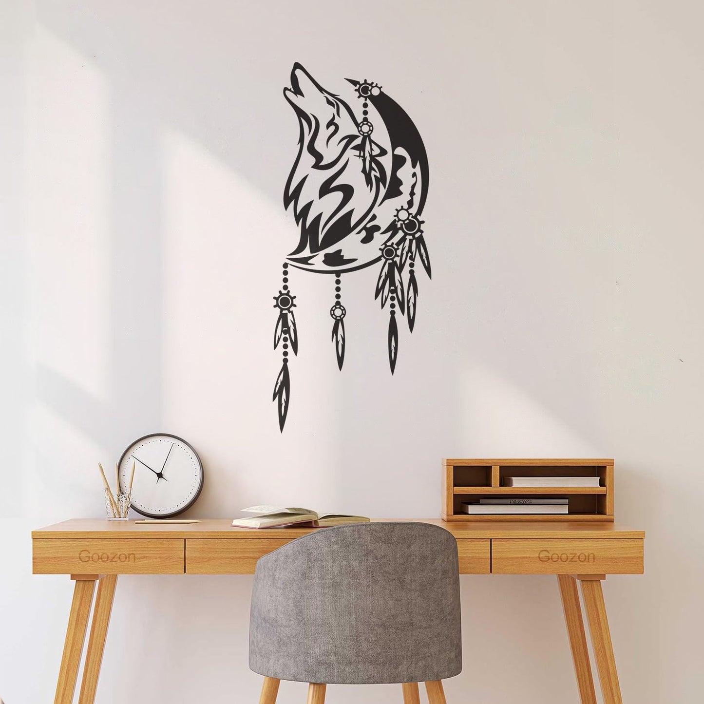 Lettering Stickers Celtic Wolf Howling Predator Store Decoration