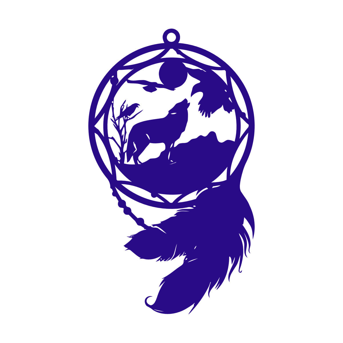 Mural And Wall Vinyl Decal Dream¶óatcher Wolf Birds Feathers Animal Equipped With Transfer Film Kit