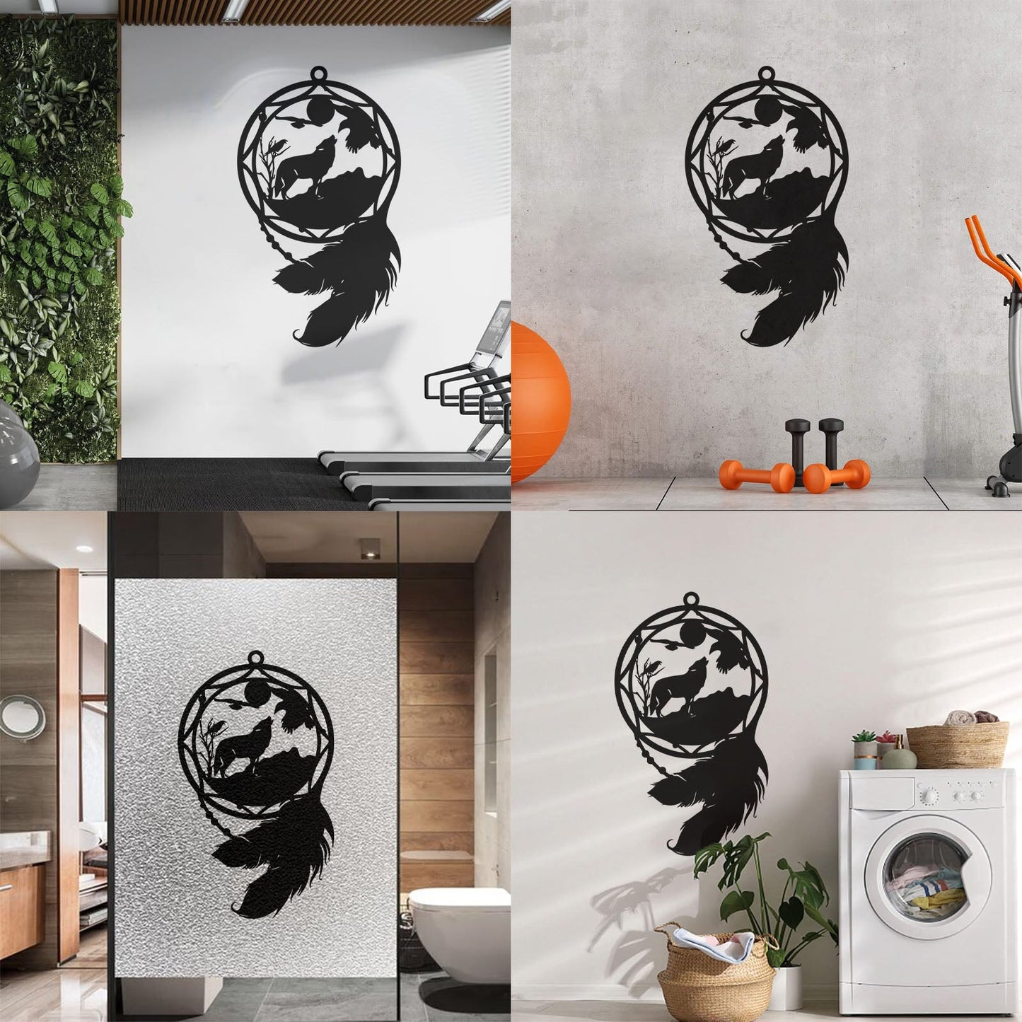 Mural And Wall Vinyl Decal Dream¶óatcher Wolf Birds Feathers Animal Equipped With Transfer Film Kit