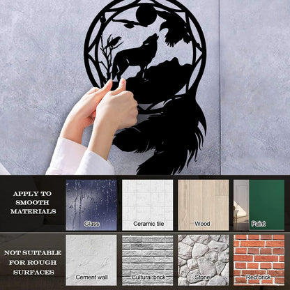 Mural And Wall Vinyl Decal Dream¶óatcher Wolf Birds Feathers Animal Equipped With Transfer Film Kit