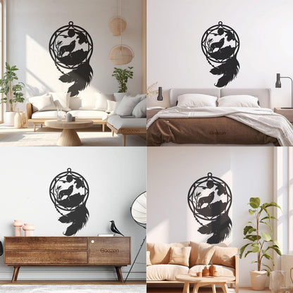 Mural And Wall Vinyl Decal Dream¶óatcher Wolf Birds Feathers Animal Equipped With Transfer Film Kit