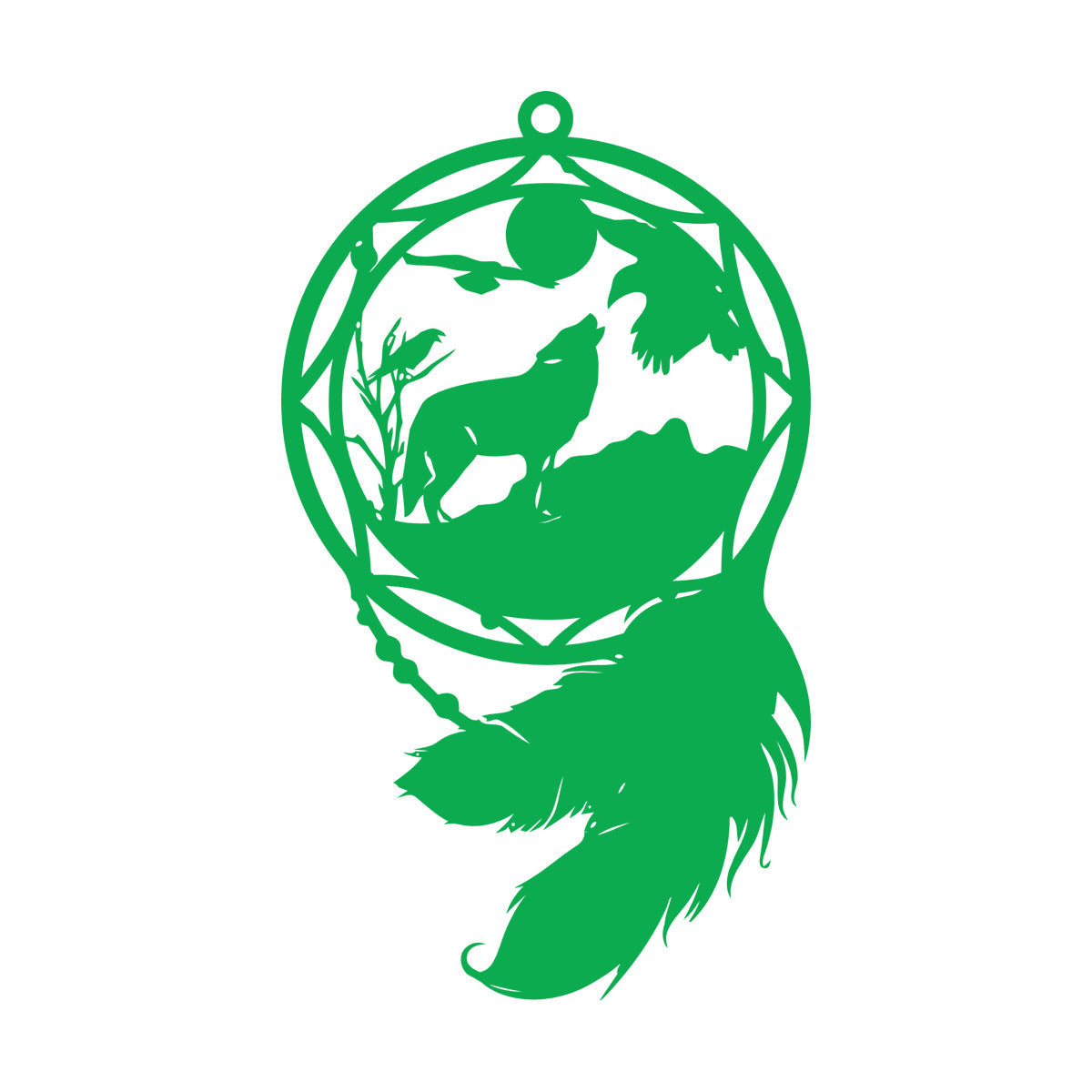 Mural And Wall Vinyl Decal Dream¶óatcher Wolf Birds Feathers Animal Equipped With Transfer Film Kit