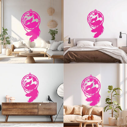 Mural And Wall Vinyl Decal Dream¶óatcher Wolf Birds Feathers Animal Equipped With Transfer Film Kit