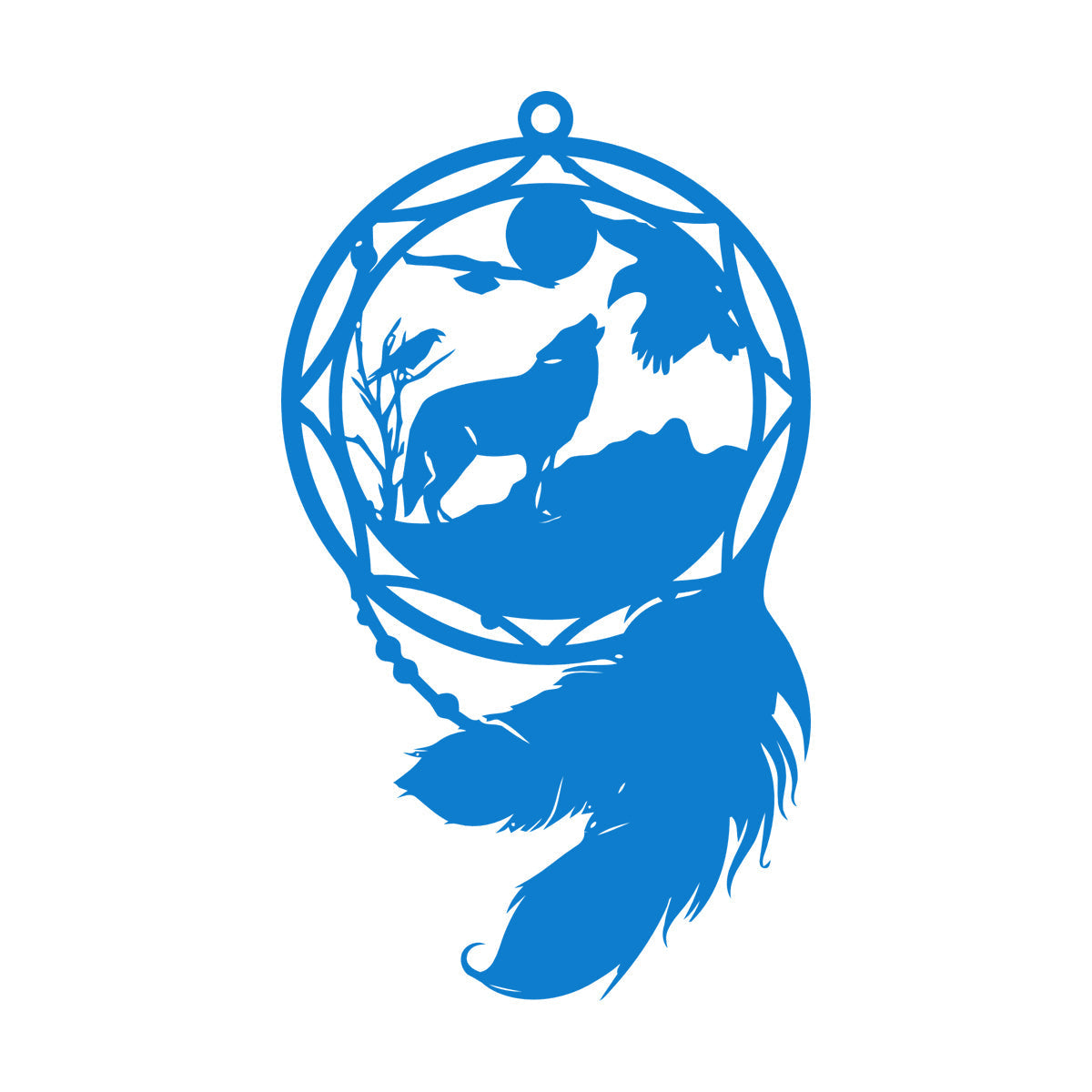 Mural And Wall Vinyl Decal Dream¶óatcher Wolf Birds Feathers Animal Equipped With Transfer Film Kit