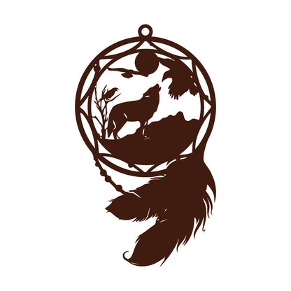 Mural And Wall Vinyl Decal Dream¶óatcher Wolf Birds Feathers Animal Equipped With Transfer Film Kit