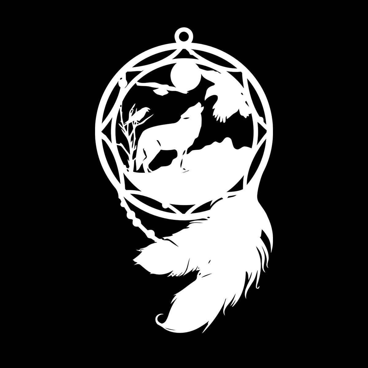 Mural And Wall Vinyl Decal Dream¶óatcher Wolf Birds Feathers Animal Equipped With Transfer Film Kit