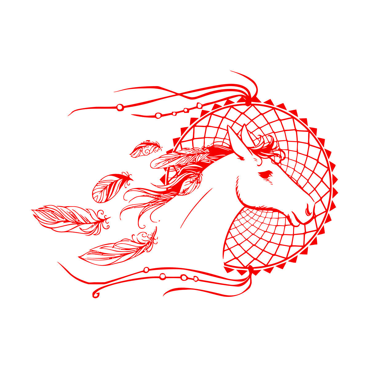 Engraving Decals Dream Catcher Horse Dreamcatcher Wall Beautification